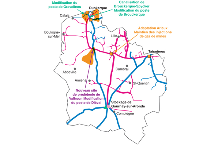 Travaux prévus par GRTgaz pour la phase pilote - carte