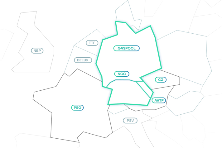 Map of the MEGAL network extending the GRTgaz network in Europe