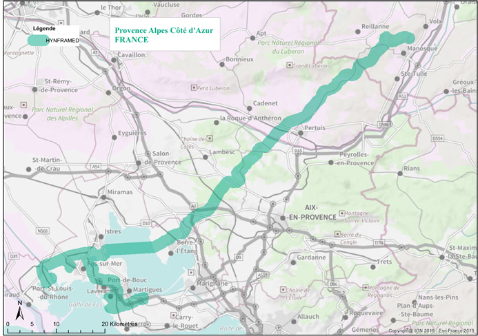 Projet de tracé du réseau de transport d’hydrogène bas-carbone entre Fos sur Mer et Manosque