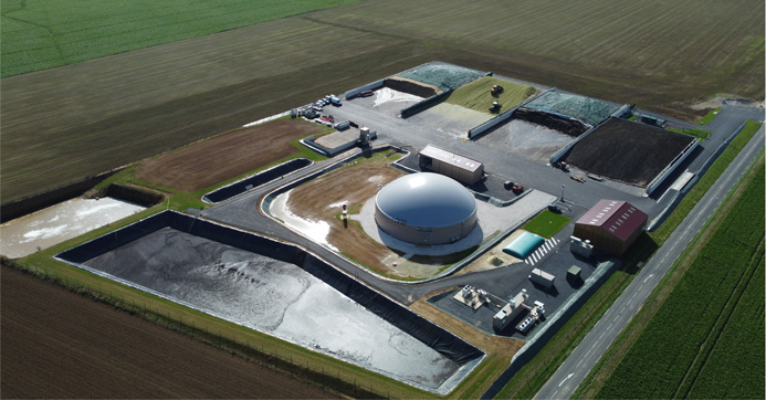 Aerial view of the Biogaz du Multien anaerobic digestion unit located in May-en-Multien (Seine-et-Marne) - photo: Biogaz du Multien