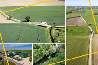 Bandes de servitudes une unité de méthanisation vues du ciel (Photos : NaTran)