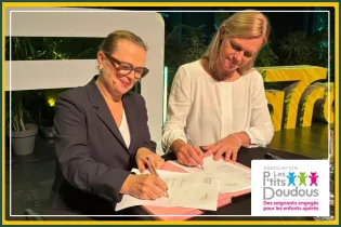 Signature du partenariat NaTran-Les p'tits doudous et logo